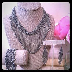Waterfall Statement Necklace + Bracelet +Earrings